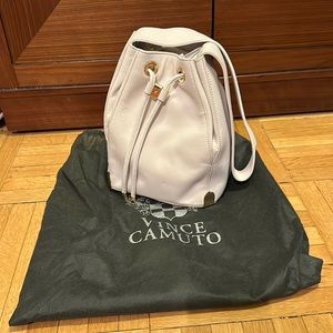 Vince Camuto white leather drawstring bag, barely used in excellent condition!